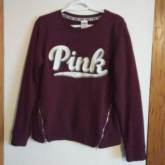 PINK Victoria's Secret Tops - VS PINK Crew Neck Sweatshirt with Zippers